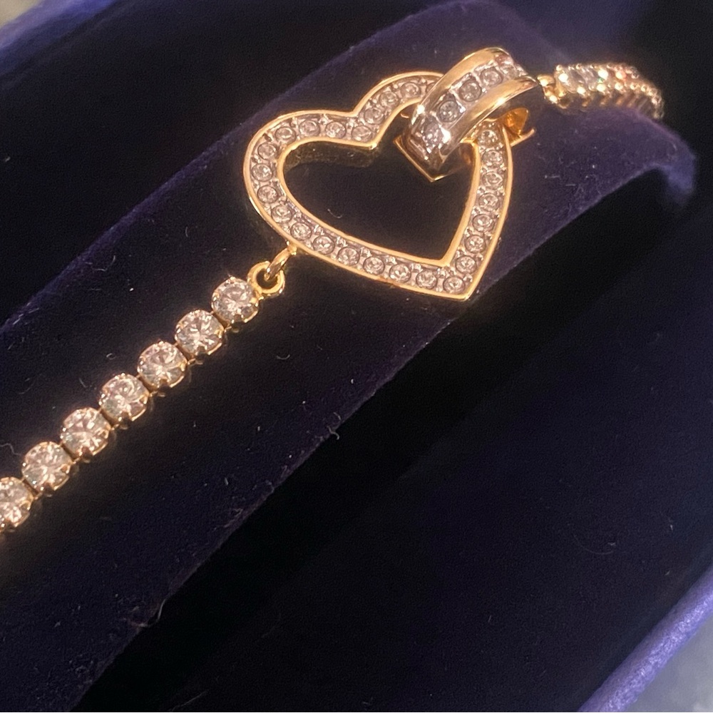 Swarovski Gold Heart Bracelet with Crystals